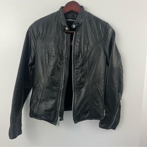 Vintage Brooks Detroit Black Leather Moto Jacket Women’s Size 28 Small/XS